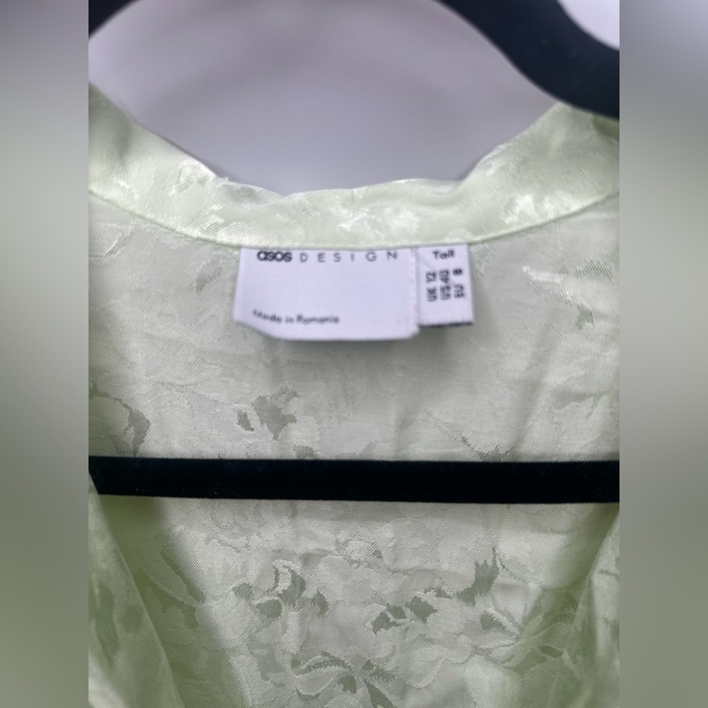 Asos Design Light Green Soft Floral Jacquard Suit 2Piece Coord Matching Set sz8 - Picture 7 of 14